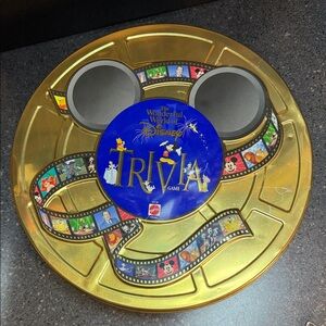 Vintage Disney Trivia Game in Gold and Blue Tin